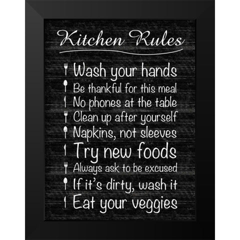 Kitchen Rules Black Modern Wood Framed Art Print by Gibbons, Lauren