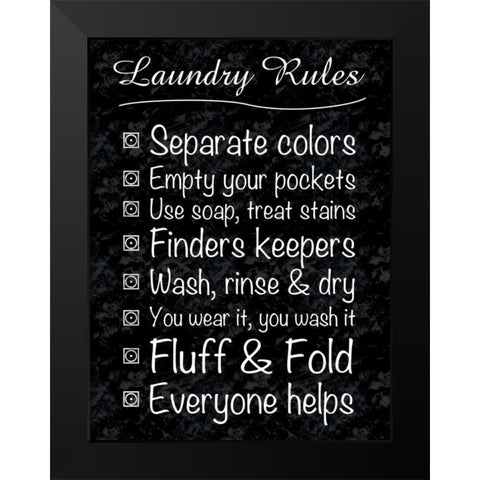Laundry Rules Black Modern Wood Framed Art Print by Gibbons, Lauren