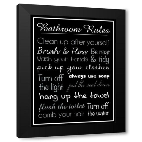 Bath Rules Blk 2 Black Modern Wood Framed Art Print by Gibbons, Lauren