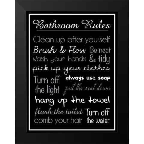 Bath Rules Blk 2 Black Modern Wood Framed Art Print by Gibbons, Lauren