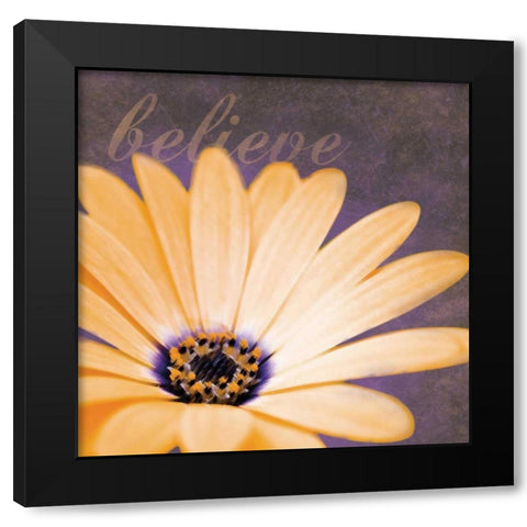 Believe Flower Black Modern Wood Framed Art Print with Double Matting by Gibbons, Lauren