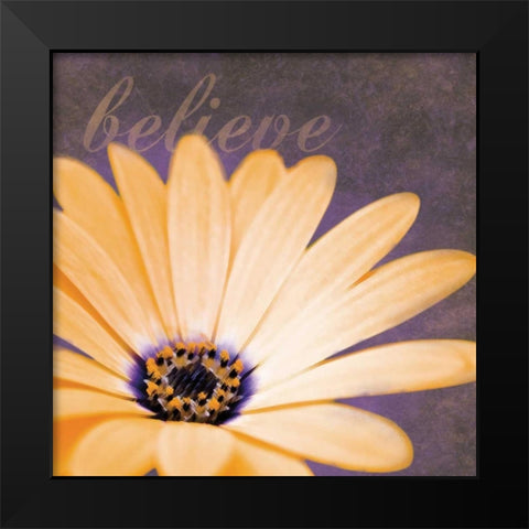 Believe Flower Black Modern Wood Framed Art Print by Gibbons, Lauren