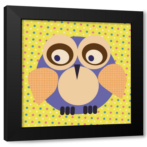 Owl Polka Black Modern Wood Framed Art Print by Gibbons, Lauren