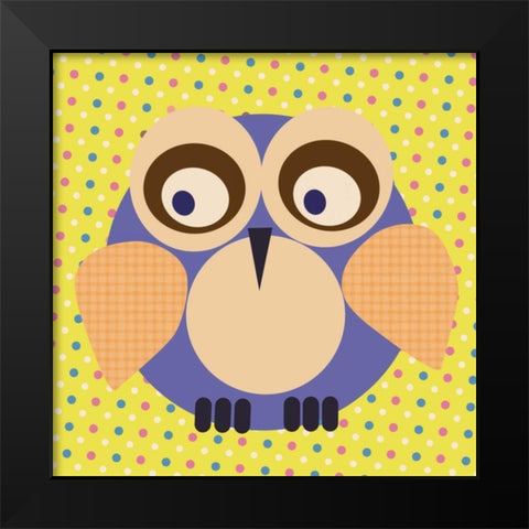 Owl Polka Black Modern Wood Framed Art Print by Gibbons, Lauren