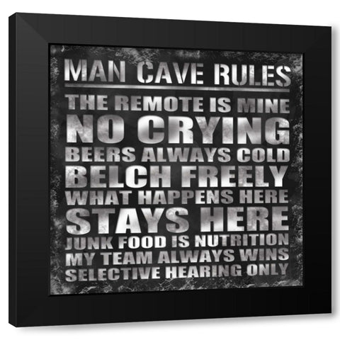 Man Cave Rules Black Modern Wood Framed Art Print with Double Matting by Gibbons, Lauren