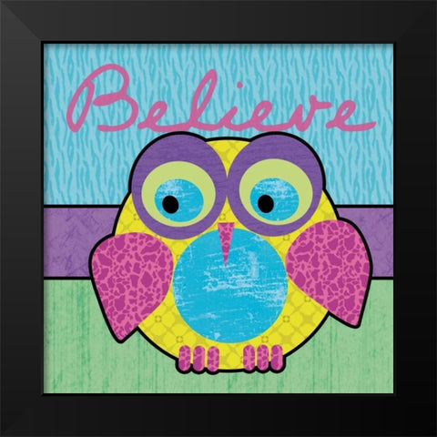 Highlighter Belief Owl Black Modern Wood Framed Art Print by Gibbons, Lauren