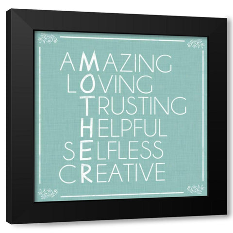 Mother Letters Black Modern Wood Framed Art Print with Double Matting by Gibbons, Lauren