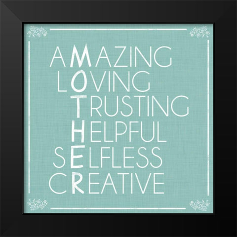 Mother Letters Black Modern Wood Framed Art Print by Gibbons, Lauren