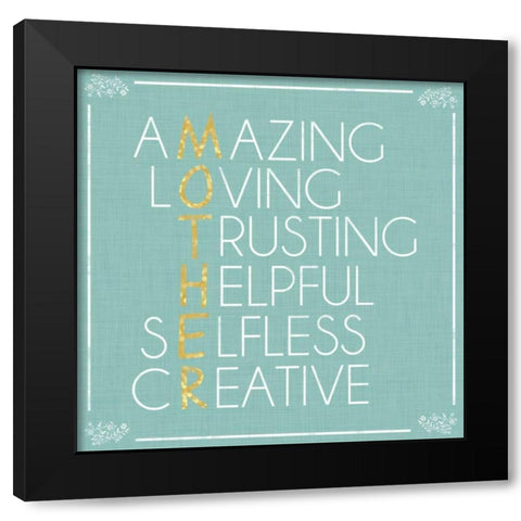 Mother Letters Black Modern Wood Framed Art Print by Gibbons, Lauren