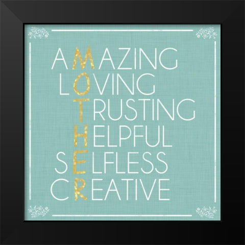 Mother Letters Black Modern Wood Framed Art Print by Gibbons, Lauren