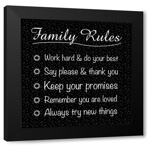 Family Rules Black Modern Wood Framed Art Print by Gibbons, Lauren