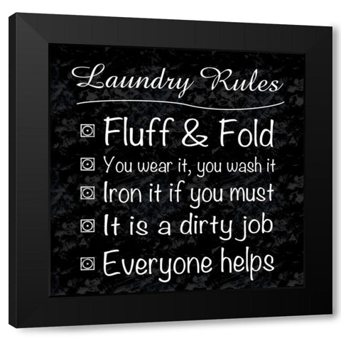 Laundry Rules Black Modern Wood Framed Art Print with Double Matting by Gibbons, Lauren