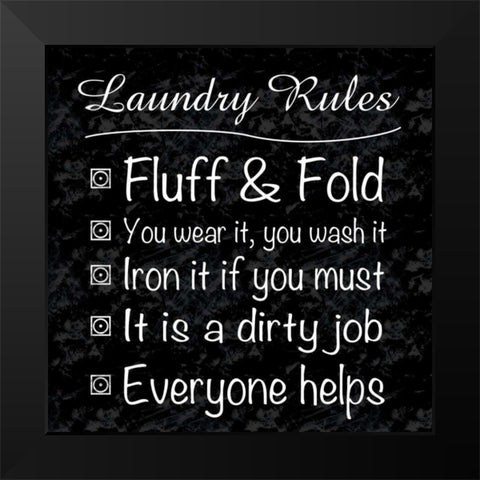 Laundry Rules Black Modern Wood Framed Art Print by Gibbons, Lauren