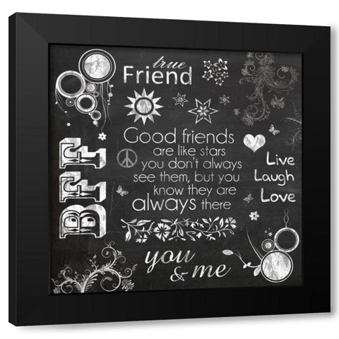 Friend Chalk Black Modern Wood Framed Art Print with Double Matting by Gibbons, Lauren