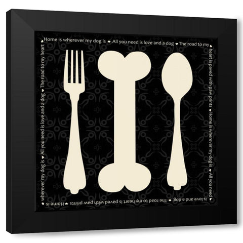 Dog Dine Black Modern Wood Framed Art Print by Gibbons, Lauren
