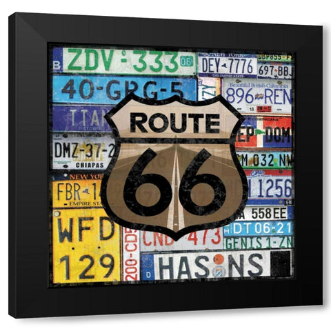 Route 66 Plates Black Modern Wood Framed Art Print by Gibbons, Lauren
