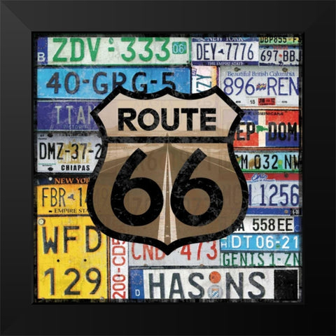 Route 66 Plates Black Modern Wood Framed Art Print by Gibbons, Lauren