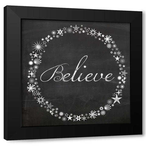 Believe Stars Black Modern Wood Framed Art Print with Double Matting by Gibbons, Lauren