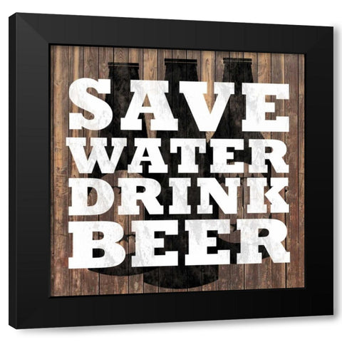 Save Water Black Modern Wood Framed Art Print by Gibbons, Lauren