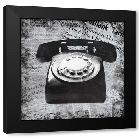 Vintage Phone Black Modern Wood Framed Art Print with Double Matting by Gibbons, Lauren