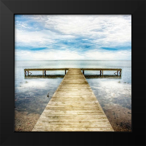 Staring Down the Pier Black Modern Wood Framed Art Print by Head, Danny