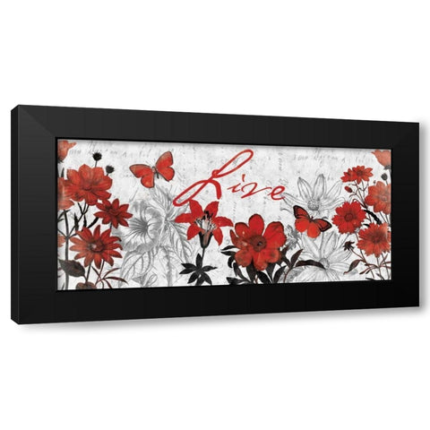 Floral Live red Black Modern Wood Framed Art Print by Grey, Jace