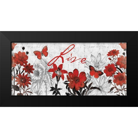 Floral Live red Black Modern Wood Framed Art Print by Grey, Jace