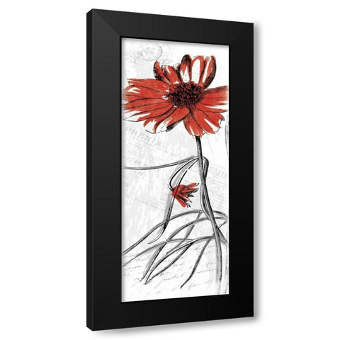 Red Flower Black Modern Wood Framed Art Print with Double Matting by Grey, Jace