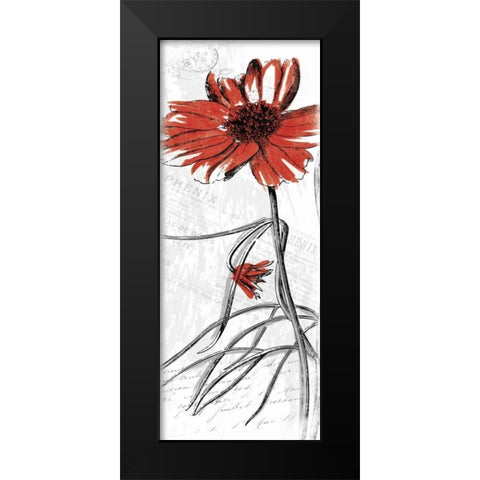 Red Flower Black Modern Wood Framed Art Print by Grey, Jace