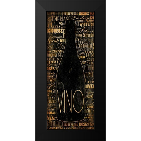 WINE Black Modern Wood Framed Art Print by Grey, Jace