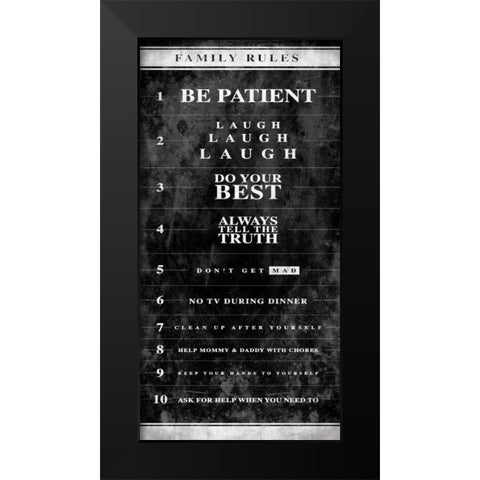 NO RULES Black Modern Wood Framed Art Print by Grey, Jace