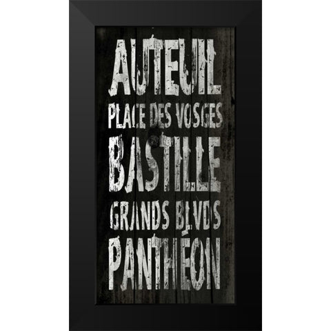 PARIS Black Modern Wood Framed Art Print by Grey, Jace