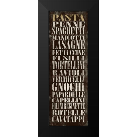 PASTA Black Modern Wood Framed Art Print by Grey, Jace
