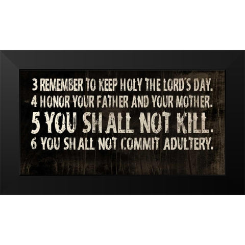 10 Commandments Black Modern Wood Framed Art Print by Grey, Jace