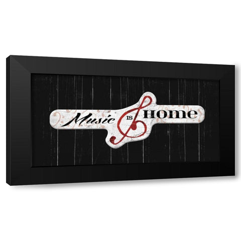 Music is home Black Modern Wood Framed Art Print with Double Matting by Grey, Jace