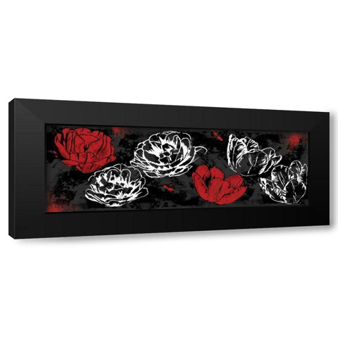 Floral sketch black Black Modern Wood Framed Art Print by Grey, Jace