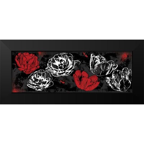 Floral sketch black Black Modern Wood Framed Art Print by Grey, Jace
