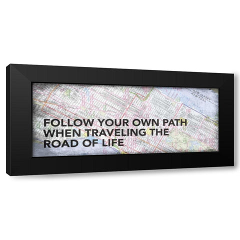 Map Minspirational 2 Black Modern Wood Framed Art Print by Grey, Jace