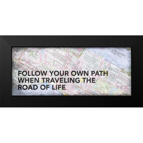 Map Minspirational 2 Black Modern Wood Framed Art Print by Grey, Jace