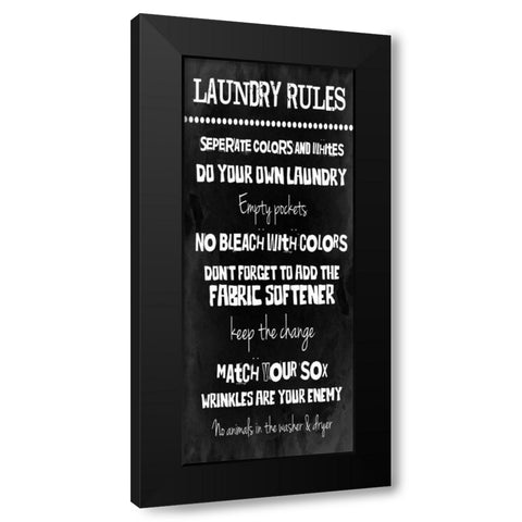 Laundry Rules Black Modern Wood Framed Art Print by Grey, Jace