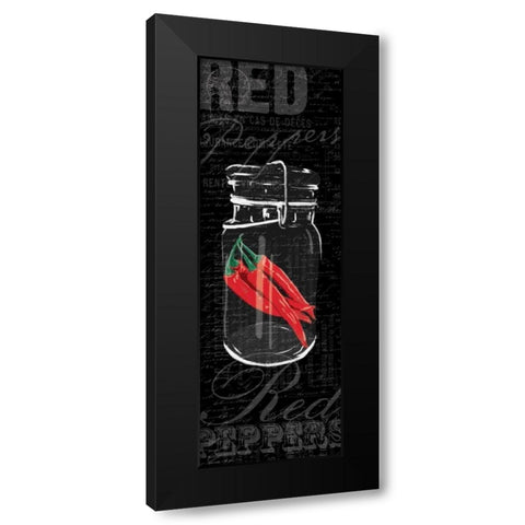 Red Peppers Black Modern Wood Framed Art Print by Grey, Jace
