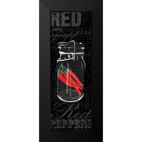 Red Peppers Black Modern Wood Framed Art Print by Grey, Jace