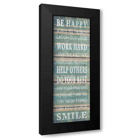 Be happy Black Modern Wood Framed Art Print with Double Matting by Grey, Jace