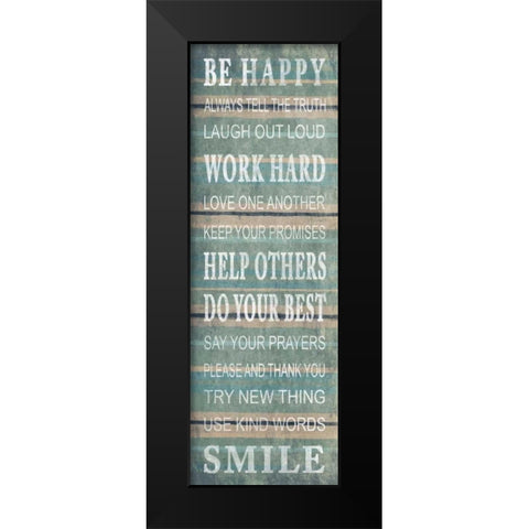 Be happy Black Modern Wood Framed Art Print by Grey, Jace