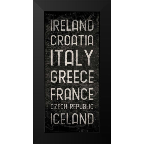 Map Type Mate Black Modern Wood Framed Art Print by Grey, Jace