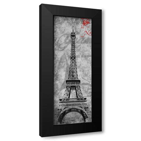 Paris Postal Black Modern Wood Framed Art Print with Double Matting by Grey, Jace