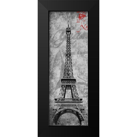 Paris Postal Black Modern Wood Framed Art Print by Grey, Jace