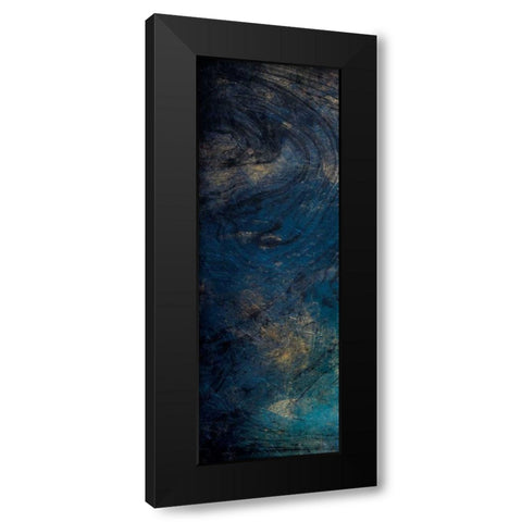 Golden Blue Marble Black Modern Wood Framed Art Print with Double Matting by Grey, Jace
