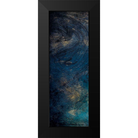 Golden Blue Marble Black Modern Wood Framed Art Print by Grey, Jace