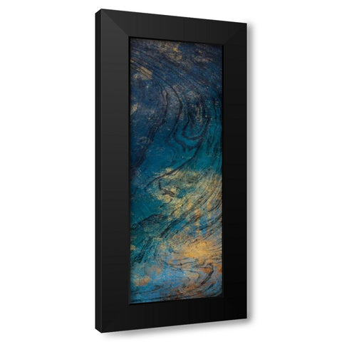 Golden Blue Marble Mate Black Modern Wood Framed Art Print with Double Matting by Grey, Jace